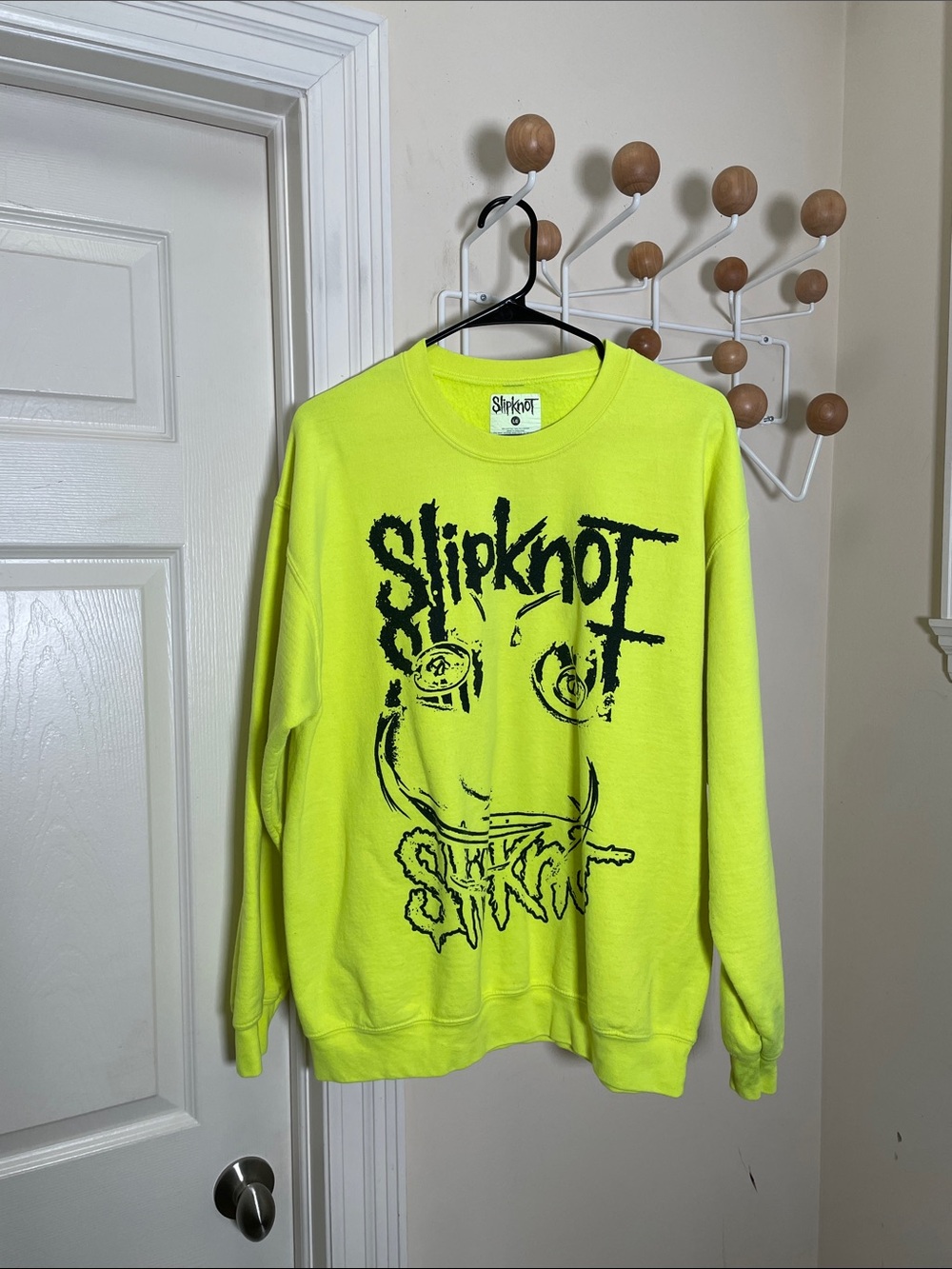 Slipknot Graphic Sweatshirt - Neon Yellow Green L